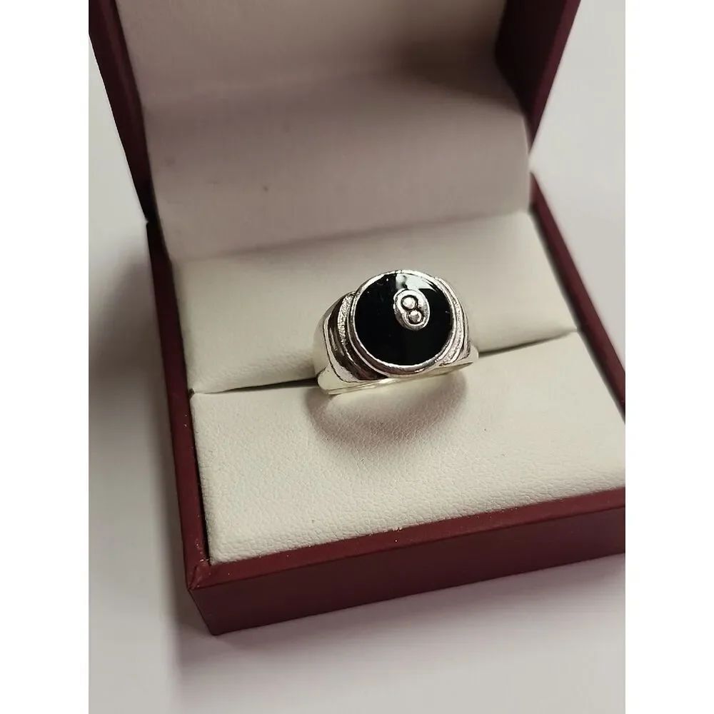 Number Black 8 Eight Billiard Ball Fashion Punk Alloy Ring Party Jewelry Gift